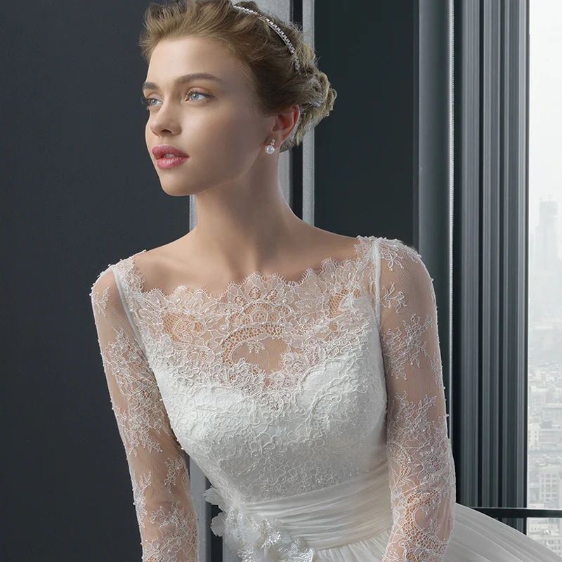 Vestido novia boho new lace chiffon Boat Neck3/4 sleeve A Line ivory princess wedding dress long suknia slubna cheap hochzeitskl
Vestido novia boho new lace chiffon Boat Neck3/4 sleeve A Line ivory princess wedding dress long suknia slubna cheap hochzeitskl