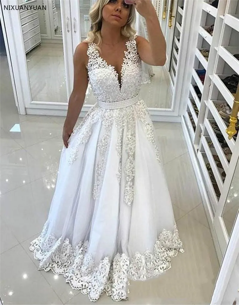 2022 Plus Size Luxurious Women Lace Wedding Dresses Pearls Sashes Sleeveless Lace Bridal Gowns Open Back Wedding Gowns
2022 Plus Size Luxurious Women Lace Wedding Dresses Pearls Sashes Sleeveless Lace Bridal Gowns Open Back Wedding Gowns