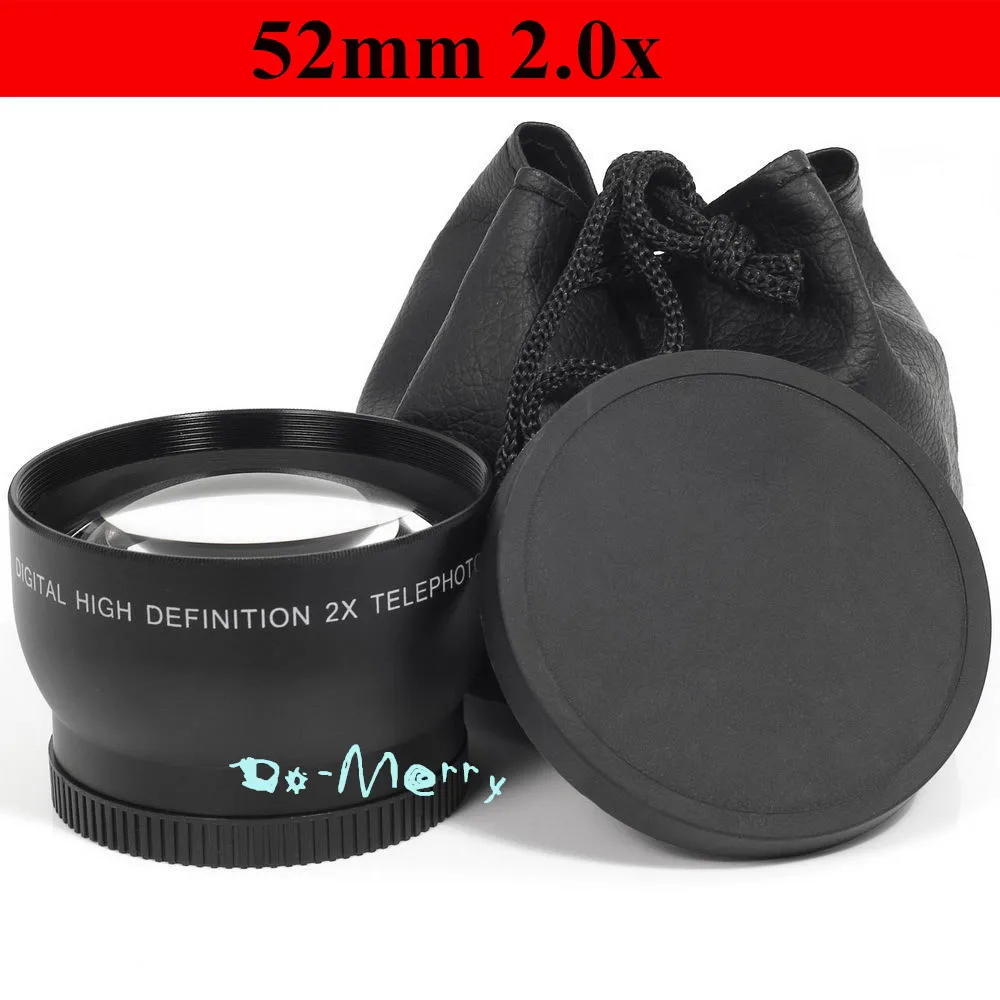 Телеобъектив конвертер 52 мм 2.0x 2X TELE для Nikon D7000 D3100 D5100 D5200 D900 D3000 Canon 70D 60D 700D D5100|lentes