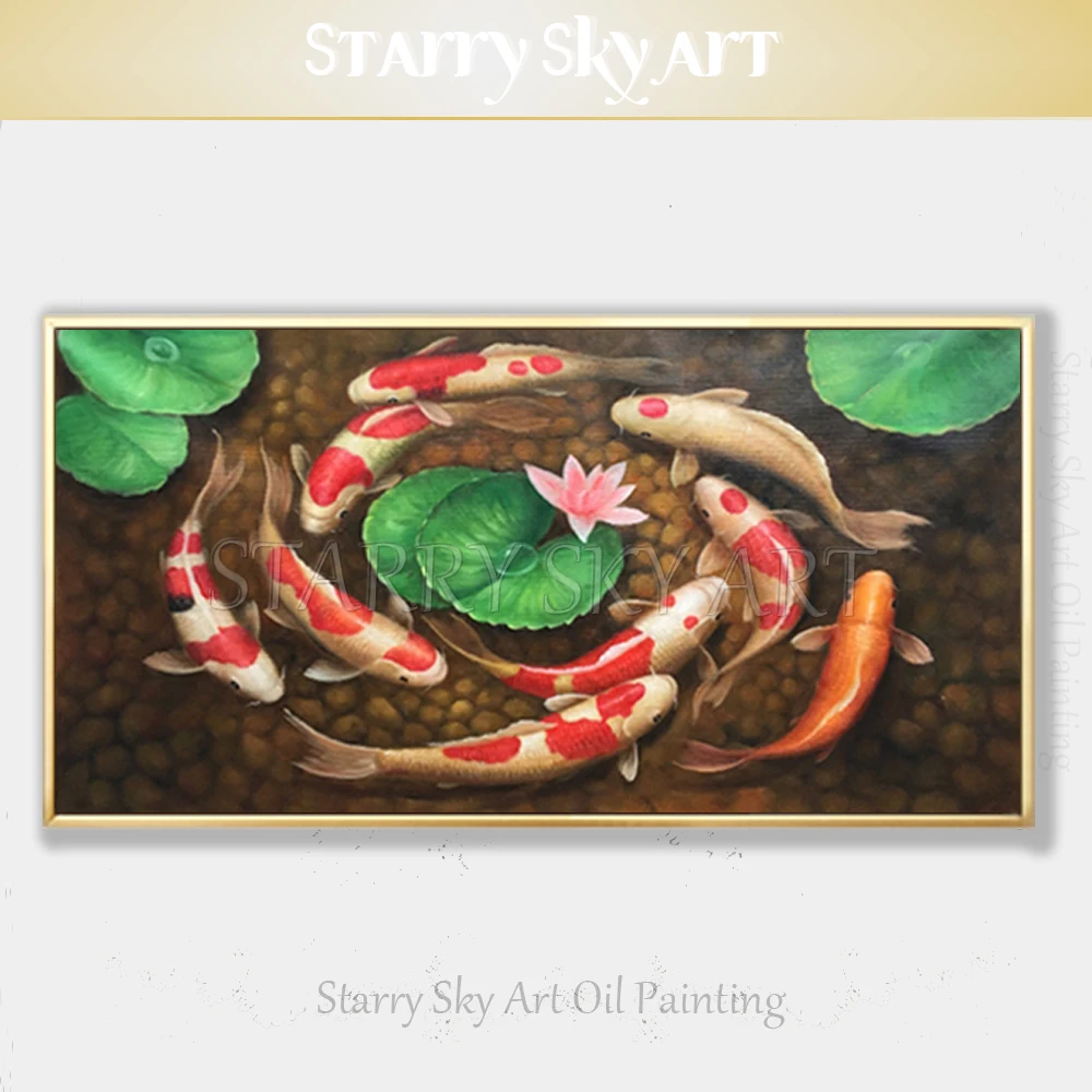 Professional Artist Pure Hand-painted High Quality Animal Fish Koi Oil Painting on Canvas Chinese Style Carp Fishes Oil Painting
Professional Artist Pure Hand-painted High Quality Animal Fish Koi Oil Painting on Canvas Chinese Style Carp Fishes Oil Painting