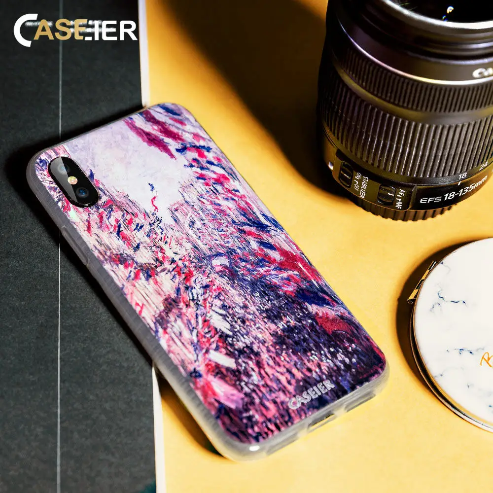 CASEIER чехол для телефона с рисунком "Картина маслом" iPhone X XR XS MAX 8 7 Мягкий