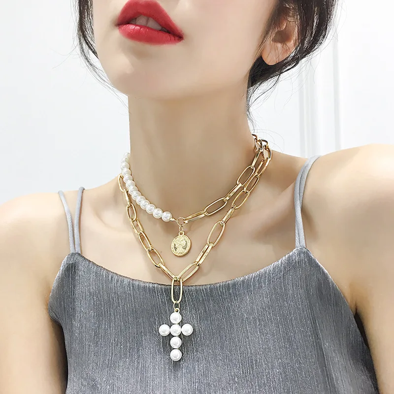 Luxury Design Imitation Pearls Choker Necklace Female Cross Pendant Necklaces for Women Gilded Color 2019 Fashion Coin Jewelry
Luxury Design Imitation Pearls Choker Necklace Female Cross Pendant Necklaces for Women Gilded Color 2019 Fashion Coin Jewelry
