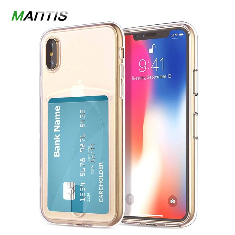 MANTIS держатель для карт мягкий чехол телефона iPhone XS Max прозрачный 6 S 7 8 Plus X XR ТПУ