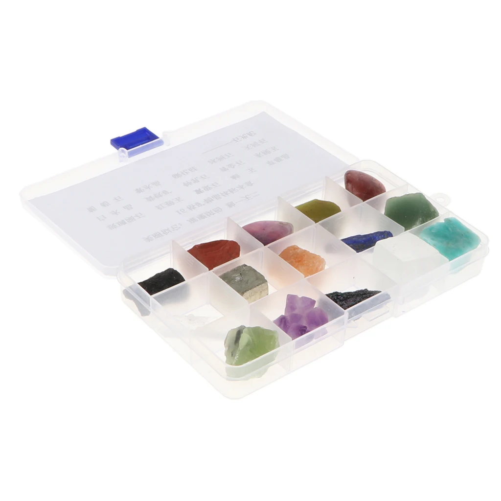 15pcs/ Box Educational Geology Science Kit Rock and Mineral Collection Gemstones Quartz / Jade Tektite Specimens in Display Case
15pcs/ Box Educational Geology Science Kit Rock and Mineral Collection Gemstones Quartz / Jade Tektite Specimens in Display Case