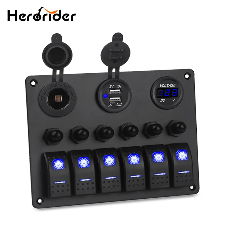 6 Gang Waterproof Car Marine Switch Car Auto Boat Marine LED Rocker Switch Panel Circuit Breakers Voltmeter Car Switches
6 Gang Waterproof Car Marine Switch Car Auto Boat Marine LED Rocker Switch Panel Circuit Breakers Voltmeter Car Switches