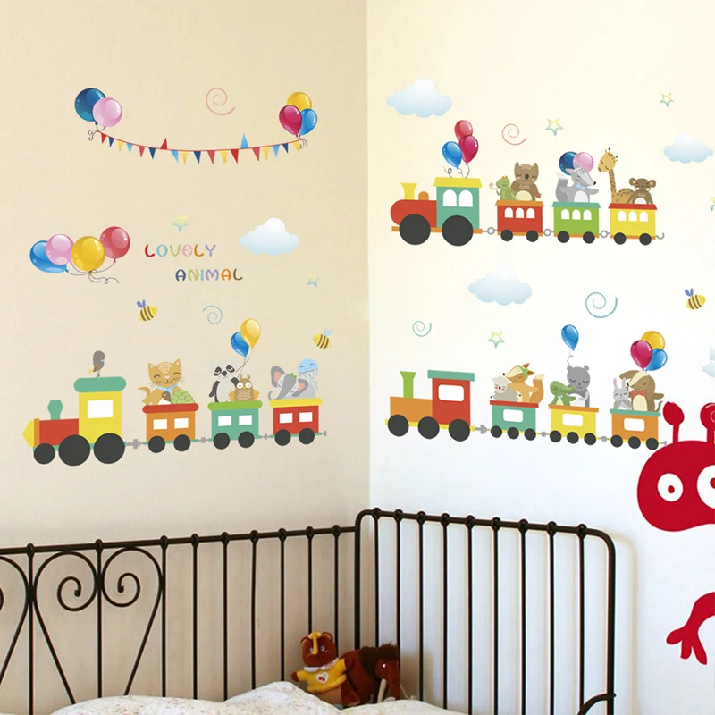 Lovely Animals Train Wall Stickers For Children Kids Rooms Decoration Colorful Balloon Home Decor PVC Wall Mural Art DIY Decals
Lovely Animals Train Wall Stickers For Children Kids Rooms Decoration Colorful Balloon Home Decor PVC Wall Mural Art DIY Decals