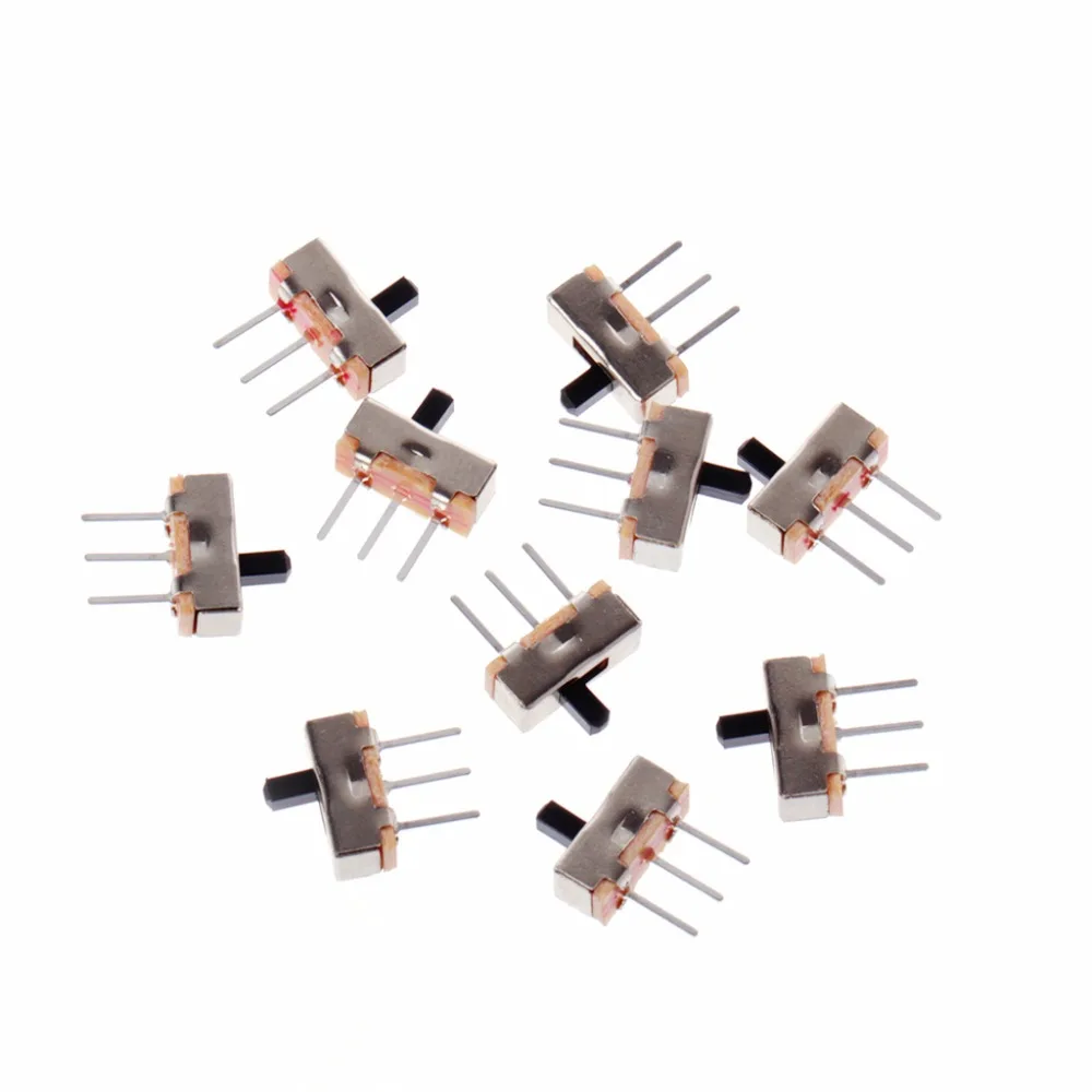 10 шт. 2 положения вкл/выкл SPDT 1P2T 3 Pin PCB панель Мини Вертикальный скользящий