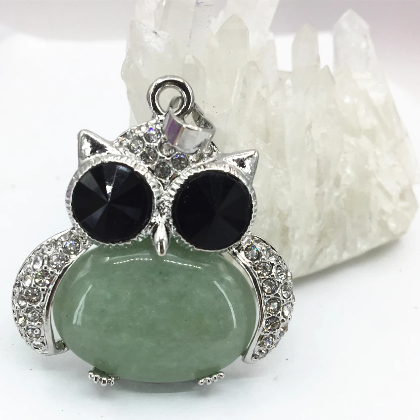 Green aventurine stone chalcedony animal design owl pendant 33*35mm crystal inlay charms women silver-color fashion jewels B3066
Green aventurine stone chalcedony animal design owl pendant 33*35mm crystal inlay charms women silver-color fashion jewels B3066