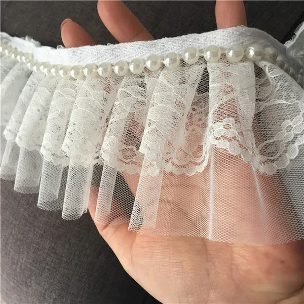 5yards White Pearl Beading Lace Trim Ribbon Pleated Mesh Lace Fabric For Sewing Costume Home Bridal Wedding Decors Supplies
5yards White Pearl Beading Lace Trim Ribbon Pleated Mesh Lace Fabric For Sewing Costume Home Bridal Wedding Decors Supplies