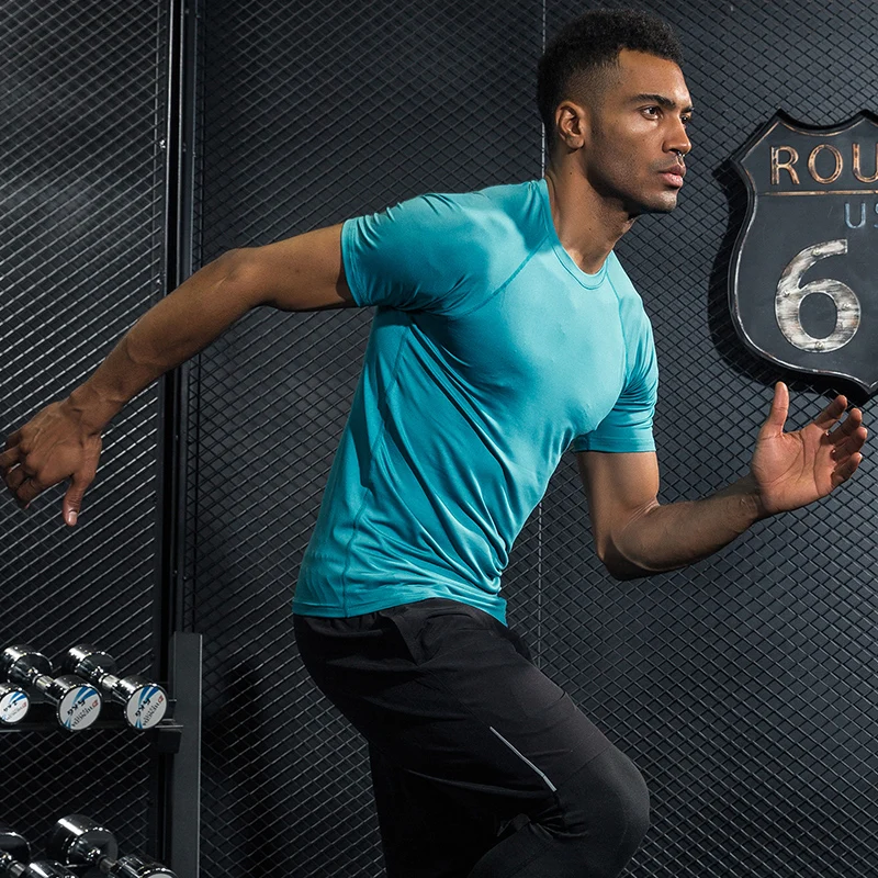 Men's Running Shirt T-shirt Quick-drying Slim Sports Fitness Gym T Muscle 2019 | Спорт и развлечения