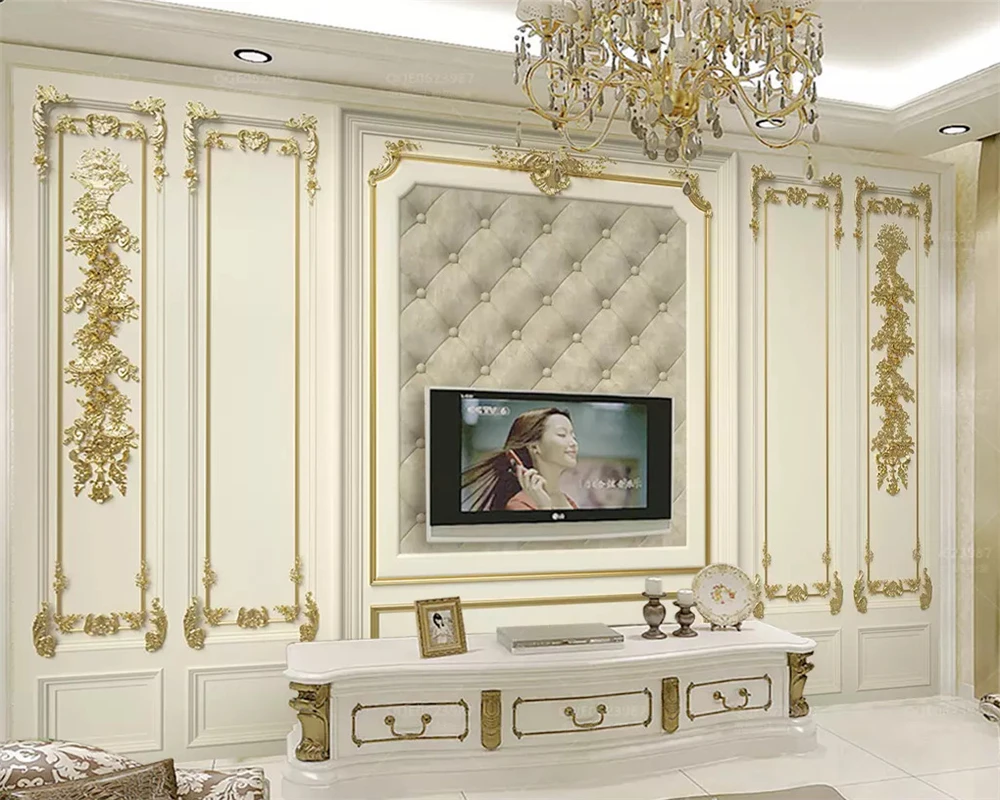

beibehang Custom fashion papel de parede wallpaper luxury three-dimensional gold embossed carved simple European TV background
