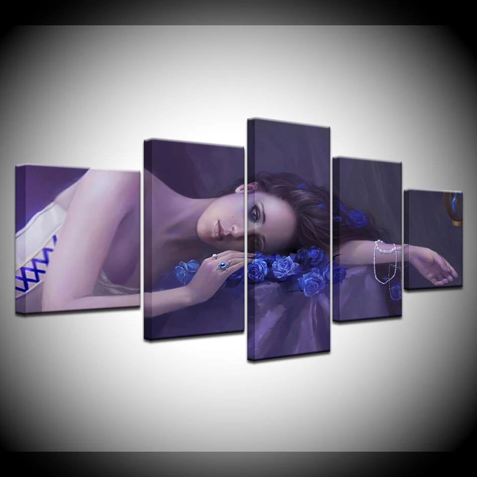 5 panel Modular canvas wall art Girl roses Painting wall pictures for living room posters and prints home decoration Artwork
5 panel Modular canvas wall art Girl roses Painting wall pictures for living room posters and prints home decoration Artwork