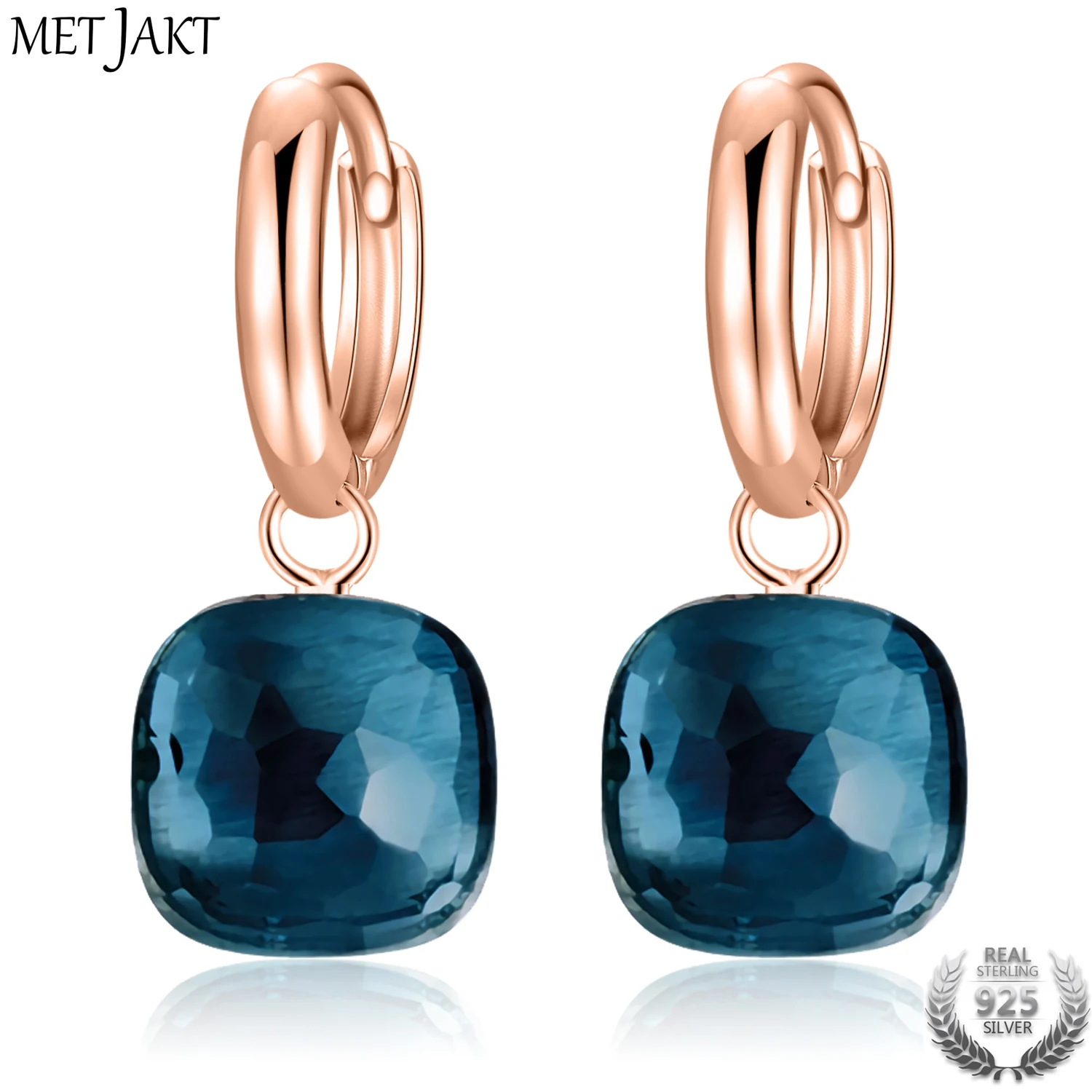 MetJakt Fashion London Blue Topaz Earrings Solid 925 Sterling Silver and Rose Gold Color Earring for Women Gift Fine Jewelry
MetJakt Fashion London Blue Topaz Earrings Solid 925 Sterling Silver and Rose Gold Color Earring for Women Gift Fine Jewelry
