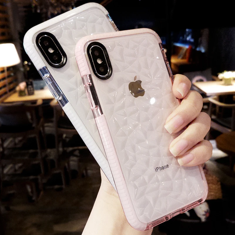 Противоударный Прозрачный Алмазный бампер для iPhone 11 Pro Max X XR XS 6 6s 7 8 Plus 7Plus мягкий