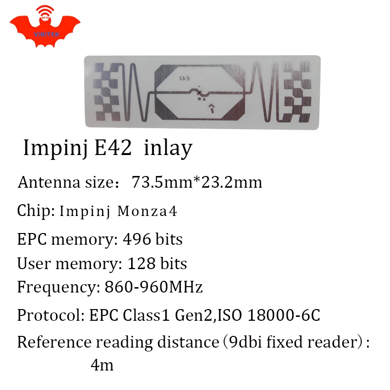 UHF RFID tag Impinj E42 dry inlay 915mhz 900mhz 868mhz 860-960MHZ Higgs3 EPCC1G2 6C smart card passive RFID tags label
UHF RFID tag Impinj E42 dry inlay 915mhz 900mhz 868mhz 860-960MHZ Higgs3 EPCC1G2 6C smart card passive RFID tags label