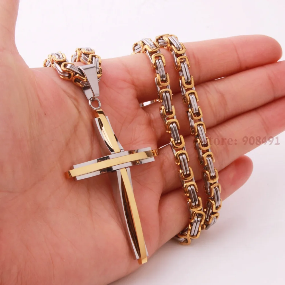 18"-40"Fashion Mens Silver Gold Stainless Steel Cross Byzantine Pendant Necklace
18"-40"Fashion Mens Silver Gold Stainless Steel Cross Byzantine Pendant Necklace