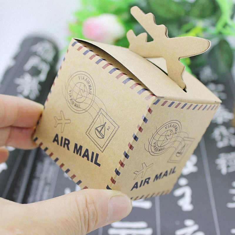 50 шт. морская воздушная почта коричневый крафт бумажный самолет коробка для