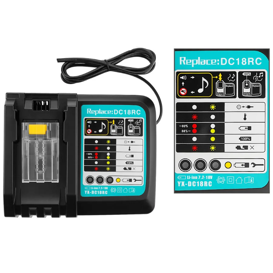 DC18RCT Li-ion Battery Charger 3A Charging Current for Makita 14.4V 18V BL1830 Bl1430 DC18RC DC18RA Power tool and 1 A charger
DC18RCT Li-ion Battery Charger 3A Charging Current for Makita 14.4V 18V BL1830 Bl1430 DC18RC DC18RA Power tool and 1 A charger