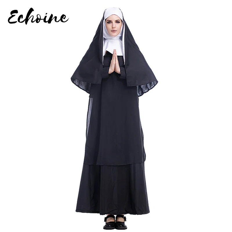 Echoine New Virgin Mary Dress Sexy black Nun Arabic Religious Monk Ghost Cosplay Uniform Halloween Party Dress Costume
Echoine New Virgin Mary Dress Sexy black Nun Arabic Religious Monk Ghost Cosplay Uniform Halloween Party Dress Costume