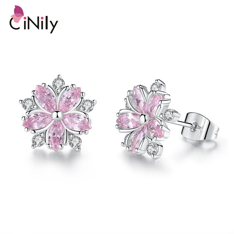 CiNily Flora Stud Earrings Silver Plated Pink Lilac CZ Crystal Stone Flower Blossom Snowflake Earring Jewelry Girls Women
CiNily Flora Stud Earrings Silver Plated Pink Lilac CZ Crystal Stone Flower Blossom Snowflake Earring Jewelry Girls Women