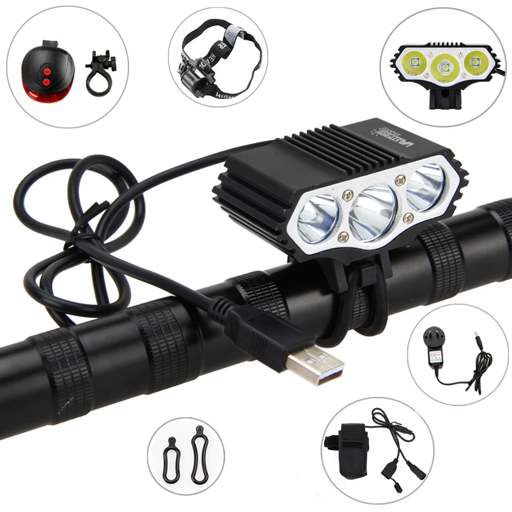 1500 lm 3 LED lamp beads Bicycle light Power Bank Bike light Lamp Headlight With Charger Laser Rear Light 6400mAh Battery
1500 lm 3 LED lamp beads Bicycle light Power Bank Bike light Lamp Headlight With Charger Laser Rear Light 6400mAh Battery