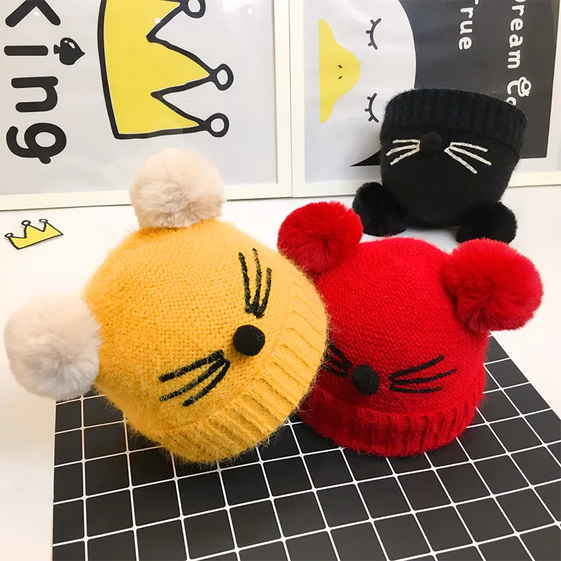 New winter children hat boy female fashion baby double ball wool hat cats baby knitting warm hedge cap Suitable for 6M-24M BABY
New winter children hat boy female fashion baby double ball wool hat cats baby knitting warm hedge cap Suitable for 6M-24M BABY