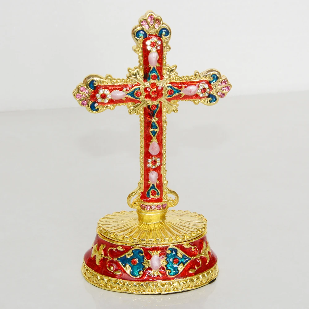 Crystal bejeweled cross enameled trinket keepsake box metal craft miniature figurine collectiable
Crystal bejeweled cross enameled trinket keepsake box metal craft miniature figurine collectiable