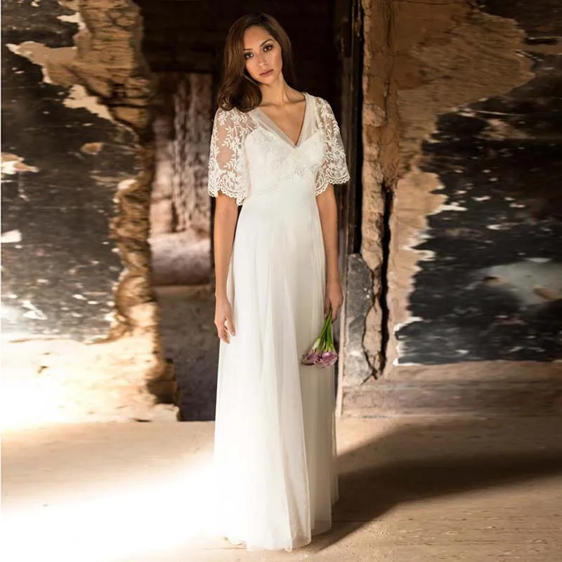 LORIE Plus Size Wedding Dress High Waist A-Line Chiffon Appliques Lace Short Sleeves White Ivory Bride Dress Wedding Gown 2019
LORIE Plus Size Wedding Dress High Waist A-Line Chiffon Appliques Lace Short Sleeves White Ivory Bride Dress Wedding Gown 2019