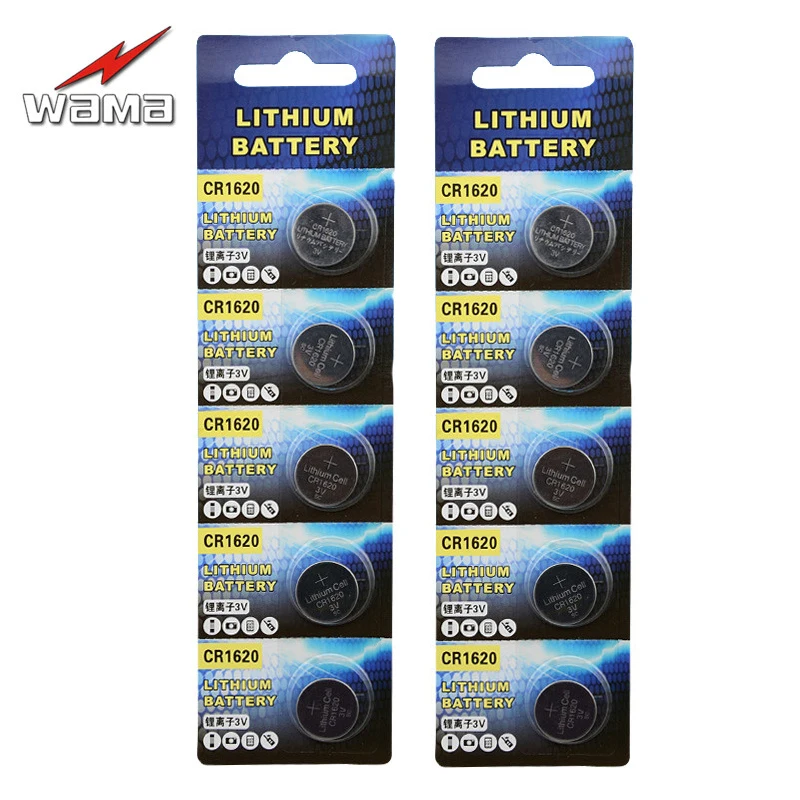 10x Wama CR1620 Lithiun Coin Battery 3V BR1620 DL1620 Car Remote Button Cell Batteries Anti-theft Alarm Key E-Dictionary
10x Wama CR1620 Lithiun Coin Battery 3V BR1620 DL1620 Car Remote Button Cell Batteries Anti-theft Alarm Key E-Dictionary