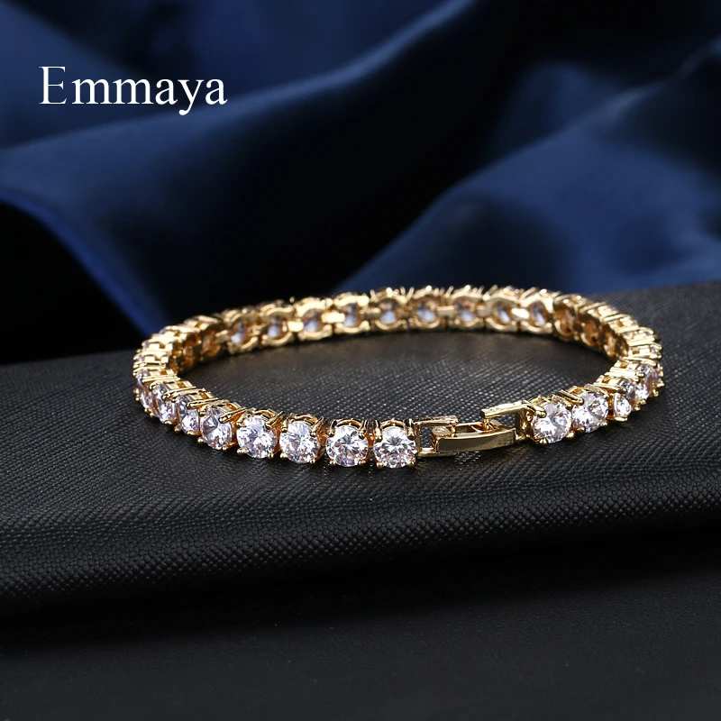 Emmaya Brand Luxury Classic AAA Cubic Zircon Two Colors Round Fashion Bracelets For Woman Popular Wedding Party Birthday Gift | Украшения и