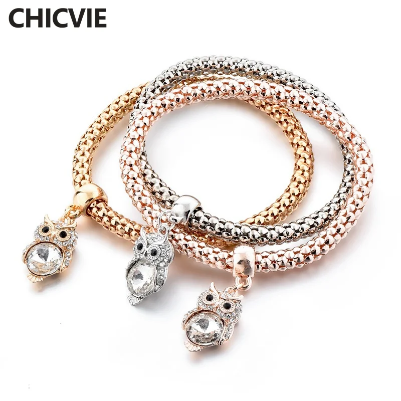 CHICVIE Custom Owl Bracelets 3 PCS Gold/Silver/Rose Gold Chain Charms Stretch Bracelets & Bangles for Women Bracelet SBR180091
CHICVIE Custom Owl Bracelets 3 PCS Gold/Silver/Rose Gold Chain Charms Stretch Bracelets & Bangles for Women Bracelet SBR180091