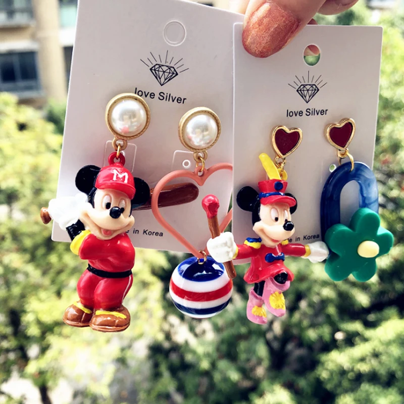 Disney Микки девушка аксессуары для волос Серьги Мультфильм Дети Стад Наборы Новый