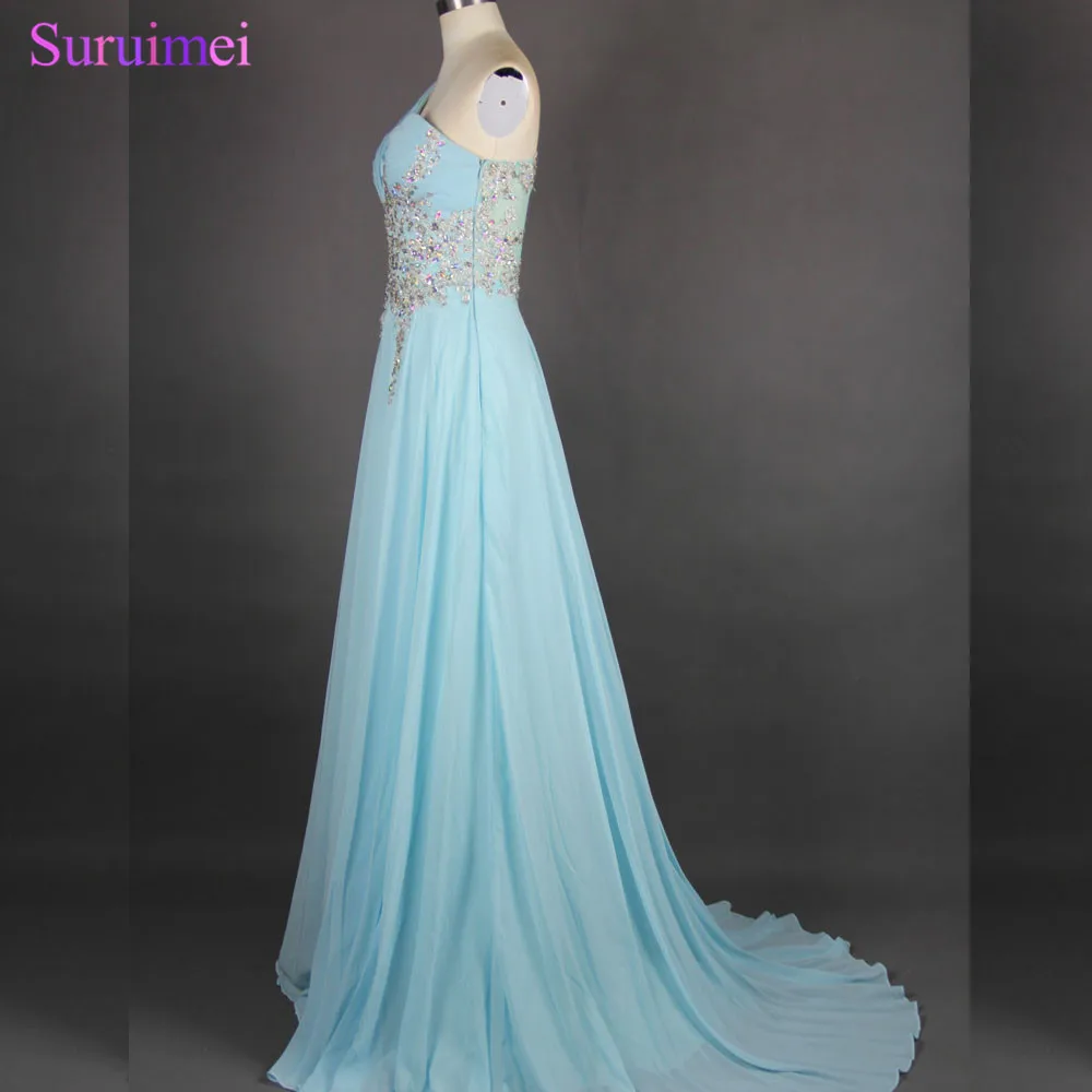 Light Blue Long Evening Dresses Chiffon Beaded Rhinestones One Shoulder Formal Evening Gown
Light Blue Long Evening Dresses Chiffon Beaded Rhinestones One Shoulder Formal Evening Gown