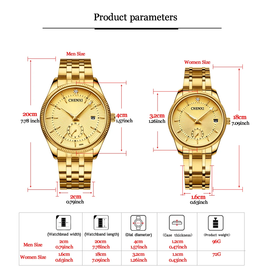 CHENXI горячие модные креативные часы для женщин и мужчин кварцевые золотые