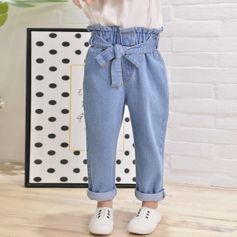 DFXD/Детские джинсы в Корейском стиле Весна-лето 2018 длинные синие свободные с