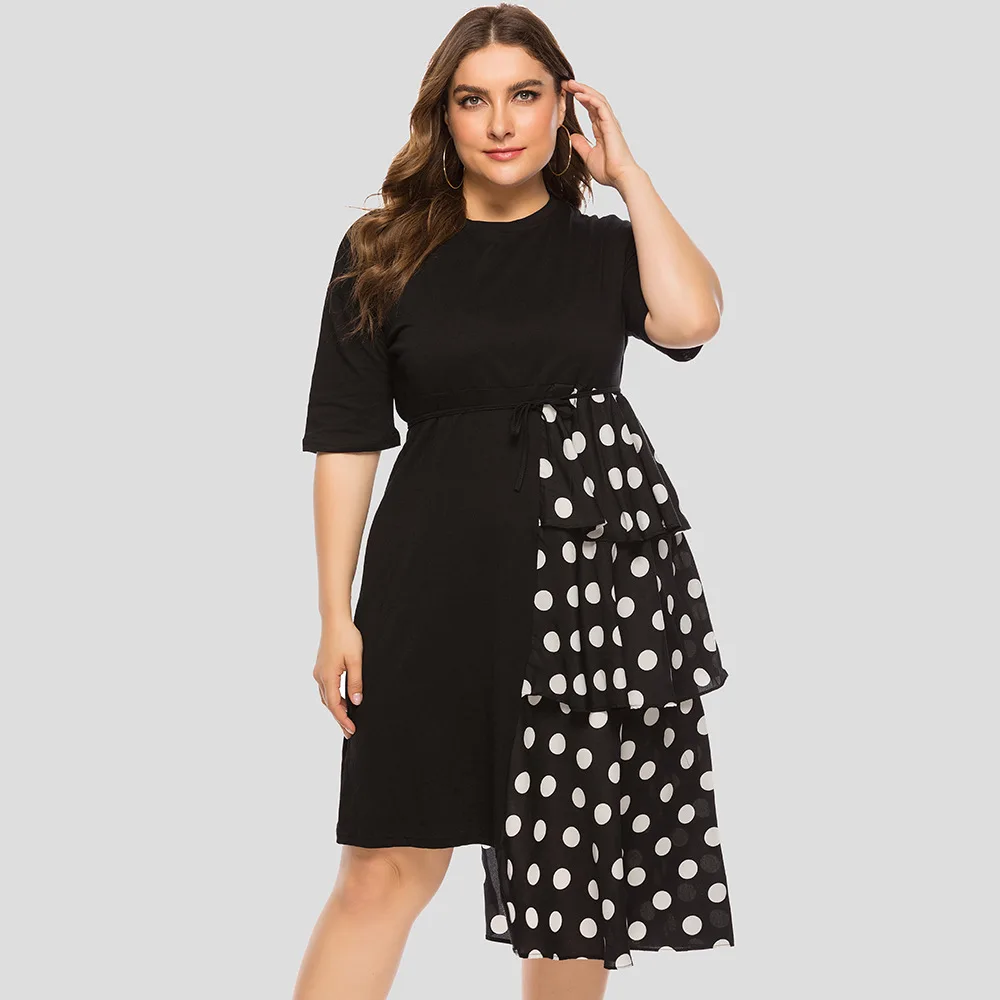 L-4XL Summer Large size Women Dress 2019 Casual Irregular Polka Dot Print OL Dress Ladies Elegant Plus Size Party Dress Female
L-4XL Summer Large size Women Dress 2019 Casual Irregular Polka Dot Print OL Dress Ladies Elegant Plus Size Party Dress Female