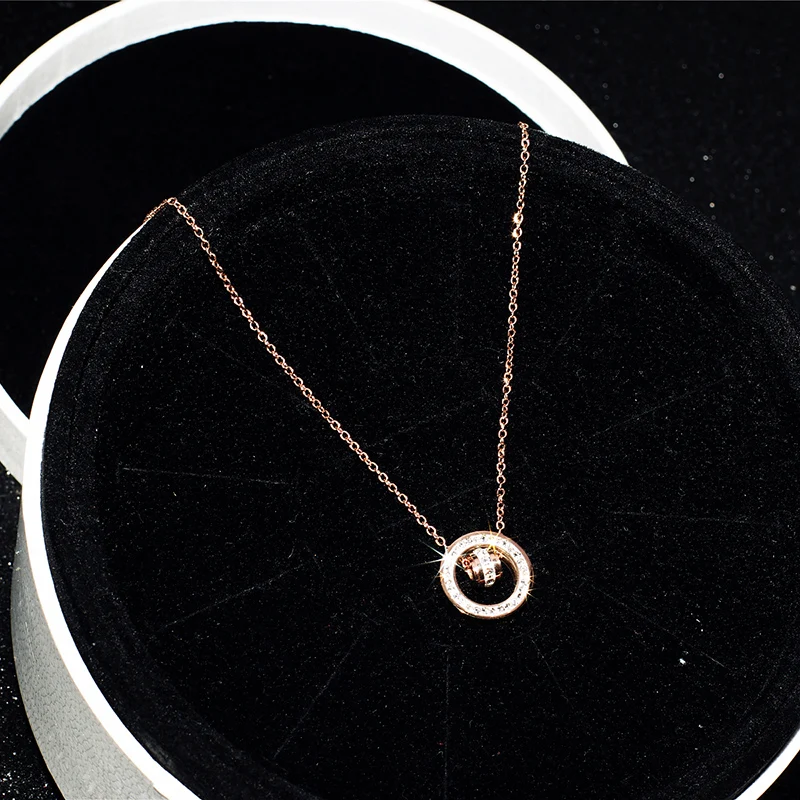 YUN RUO New Arrival Rose Gold Color Fashion Double Circle Crystal Pendant Necklace Titanium Steel Jewelry Woman Gift Never Fade
YUN RUO New Arrival Rose Gold Color Fashion Double Circle Crystal Pendant Necklace Titanium Steel Jewelry Woman Gift Never Fade
