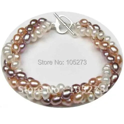 3Row 925Silver Heart Clasp Genuine Multicolor Freshwater Pearl Twist Bracelet 7.5'inchs Wedding Jewelry New Free Shipping FN2302
3Row 925Silver Heart Clasp Genuine Multicolor Freshwater Pearl Twist Bracelet 7.5'inchs Wedding Jewelry New Free Shipping FN2302