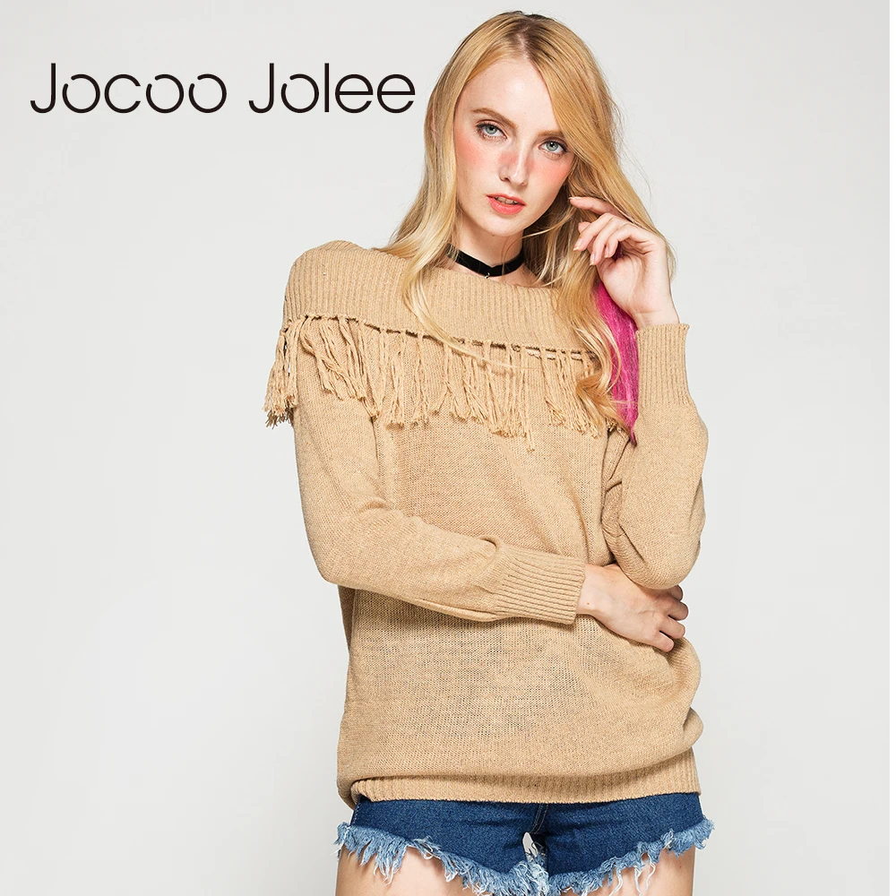 Jocoo Jolee Women Tassel Sweater Off Shoulder Sweaters 2018 Autumn&Winter Women Sweaters and Pullovers Loose Casual Sweater
Jocoo Jolee Women Tassel Sweater Off Shoulder Sweaters 2018 Autumn&Winter Women Sweaters and Pullovers Loose Casual Sweater