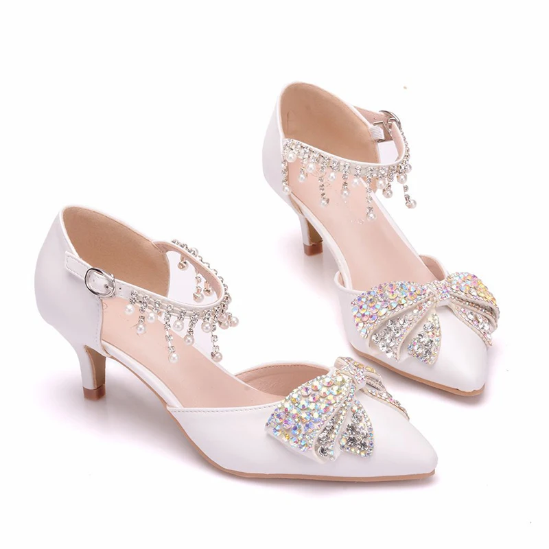 Handmade Ankle Strap Women Pumps Pointed Toe Bowtie Rhinestone Wedding Dress Shoes 5cm Thin Heel Girl Birthday Party Shoes
Handmade Ankle Strap Women Pumps Pointed Toe Bowtie Rhinestone Wedding Dress Shoes 5cm Thin Heel Girl Birthday Party Shoes
