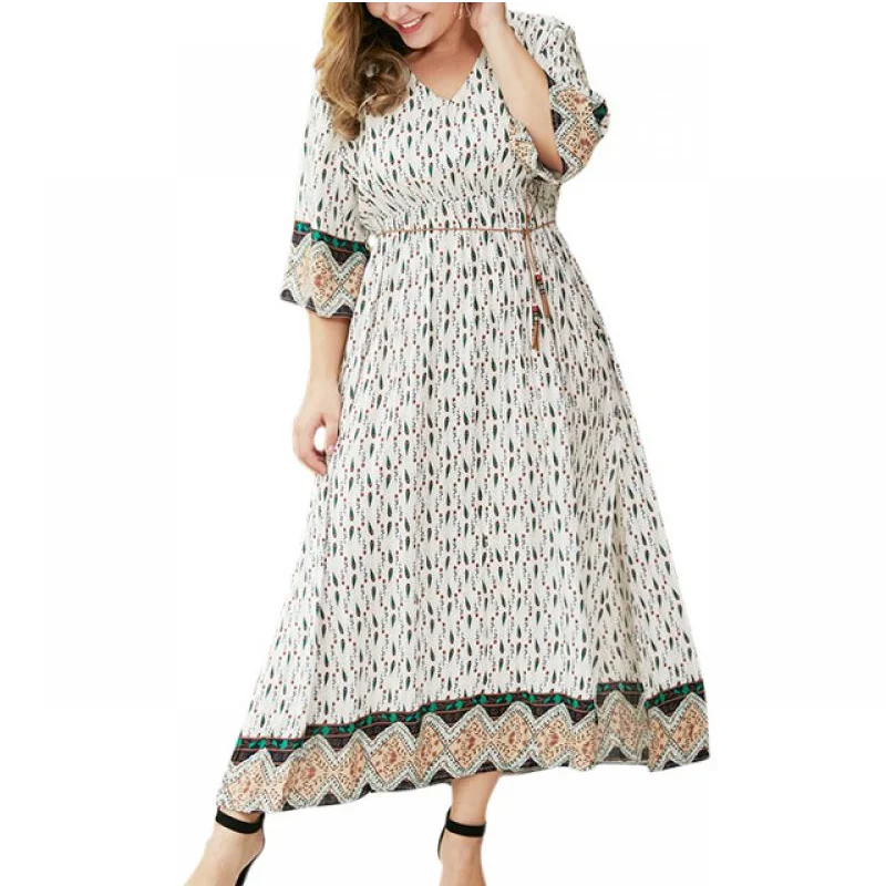 Plus Size One-Piece Dress 2019 New Fashion Mid-Long Style Side Slit With Belt Vestidos Dress Floral Green 3xl 4xl Female Dress
Plus Size One-Piece Dress 2019 New Fashion Mid-Long Style Side Slit With Belt Vestidos Dress Floral Green 3xl 4xl Female Dress