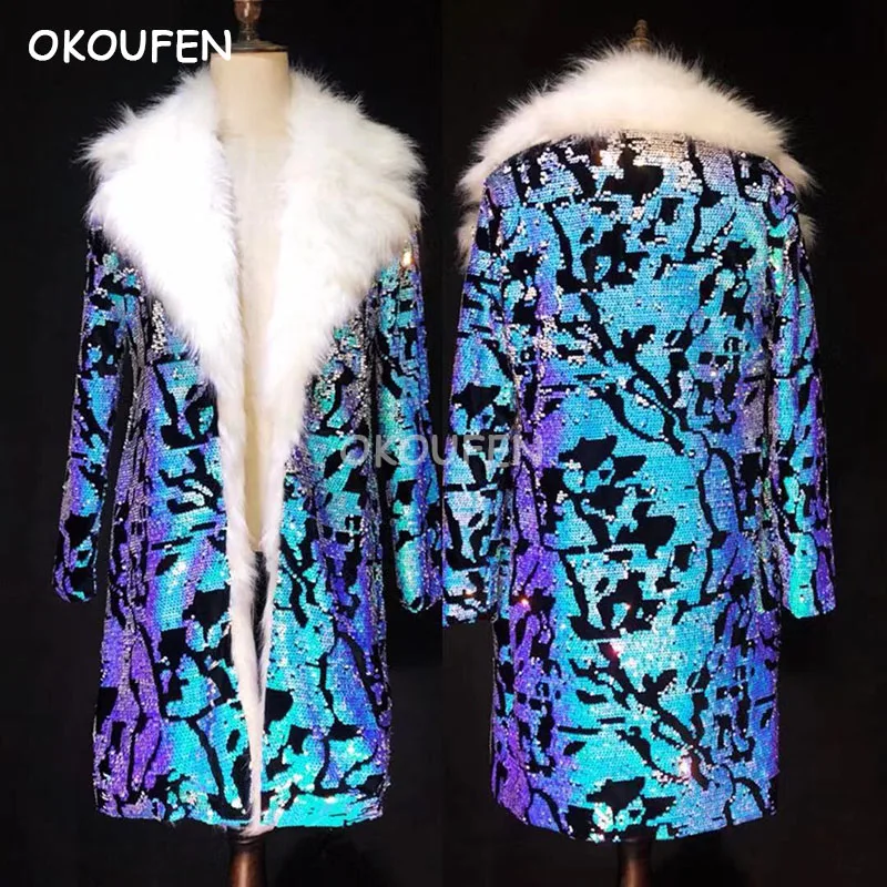 2018 new nightclub male singer stage show long jacket men's cool blue suede big clothes
2018 new nightclub male singer stage show long jacket men's cool blue suede big clothes