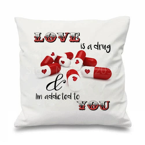 Cute Love Is a Drug Quote Cushion Cover Creative Love Capsule Pillow Case for Chair Girlfriend Birthday Anniversary Gifts 18"
Cute Love Is a Drug Quote Cushion Cover Creative Love Capsule Pillow Case for Chair Girlfriend Birthday Anniversary Gifts 18"