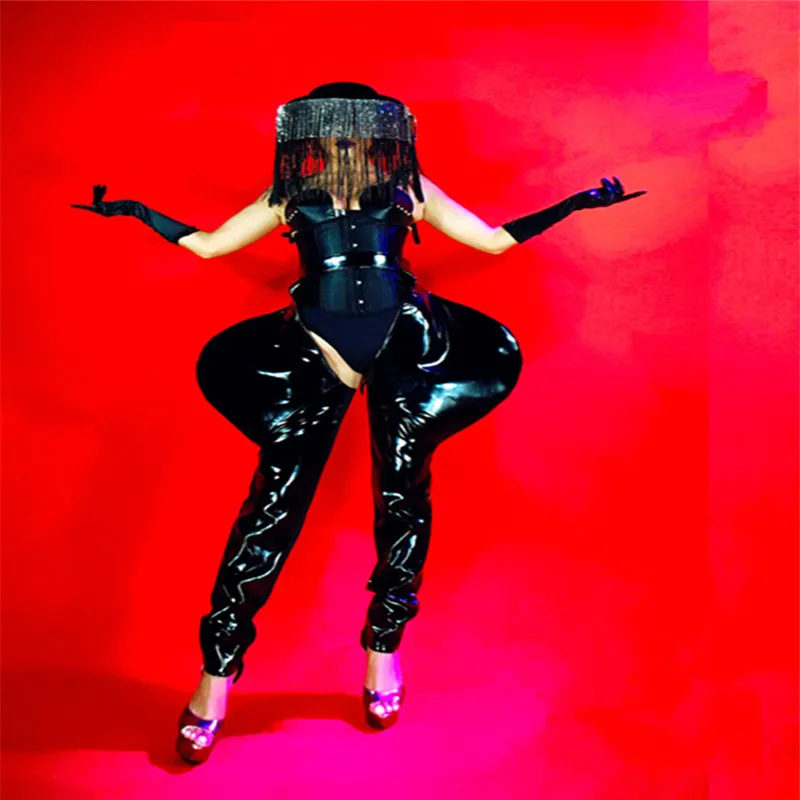 P42 Black color female bodysuit dj stage tassel headdress dj stage costumes bar sexy dresses outfit diamonds cloth jumpsuit bra 
P42 Black color female bodysuit dj stage tassel headdress dj stage costumes bar sexy dresses outfit diamonds cloth jumpsuit bra