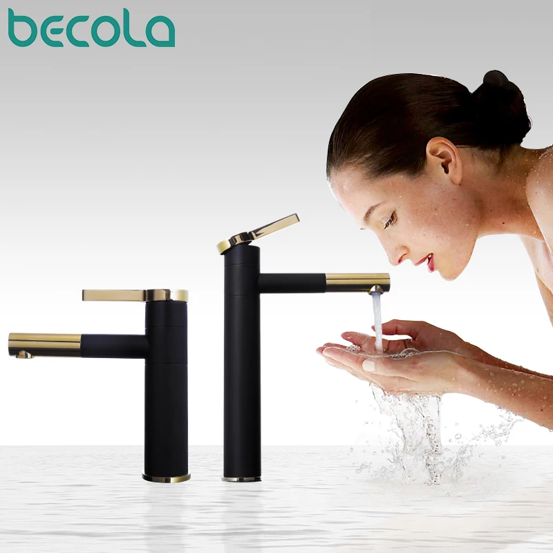 BECOLA New Design Brass 360 Rotating Faucet Black+gold Plated Handle Bathroom fashion Washbasin Basin Mixer Tap F-0069
BECOLA New Design Brass 360 Rotating Faucet Black+gold Plated Handle Bathroom fashion Washbasin Basin Mixer Tap F-0069