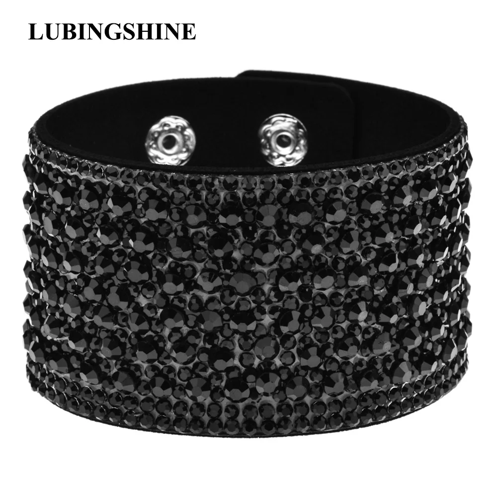 LUBINGSHINE широкий Бархатный браслет в богемном стиле Стразы браслеты для женщин и