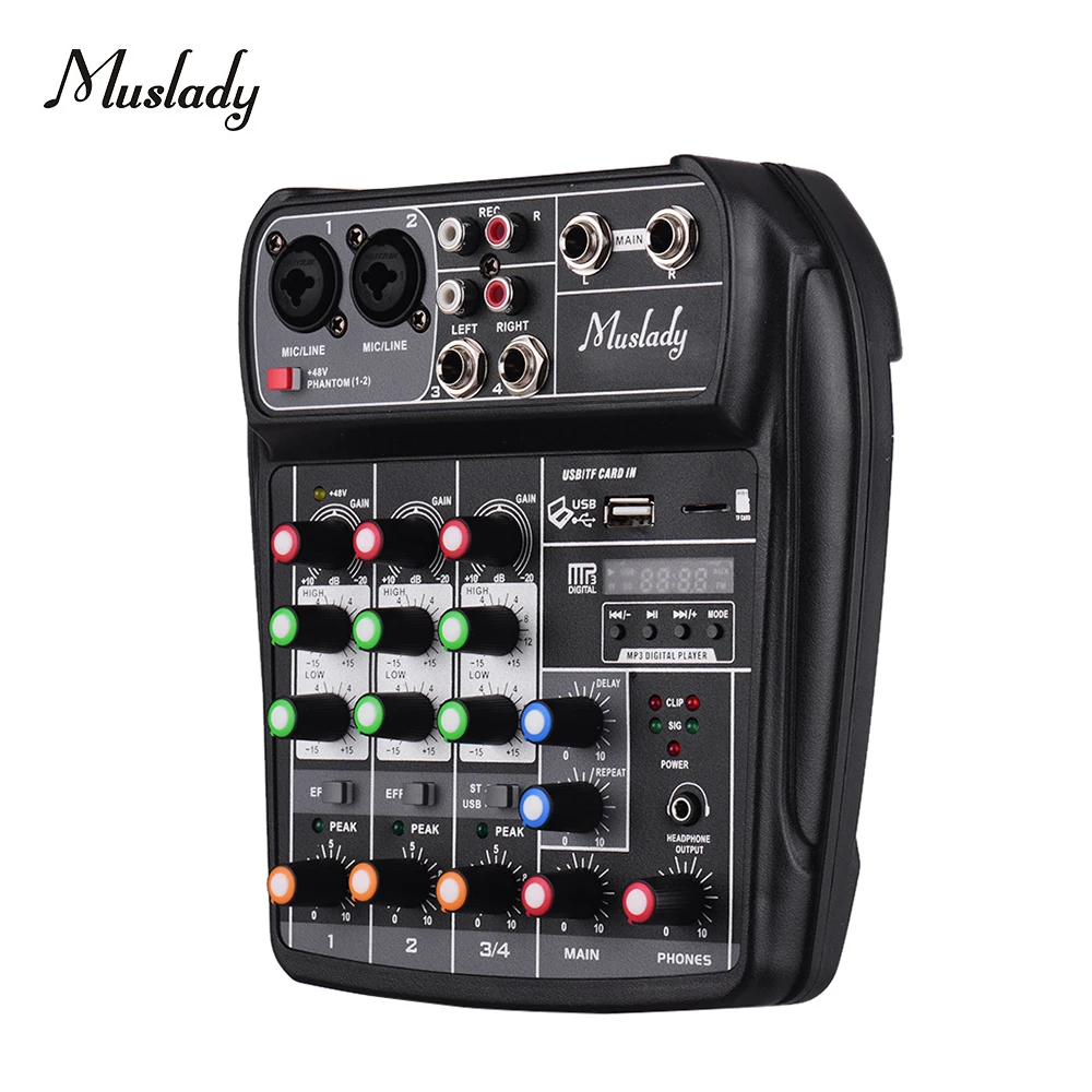 Muslady AI-4 компактная звуковая карта микшерный пульт Цифровой аудио микшер BT MP3 USB вход + 48 В фантомное питание для записи музыки
Muslady AI-4 компактная звуковая карта микшерный пульт Цифровой аудио микшер BT MP3 USB вход + 48 В фантомное питание для записи музыки