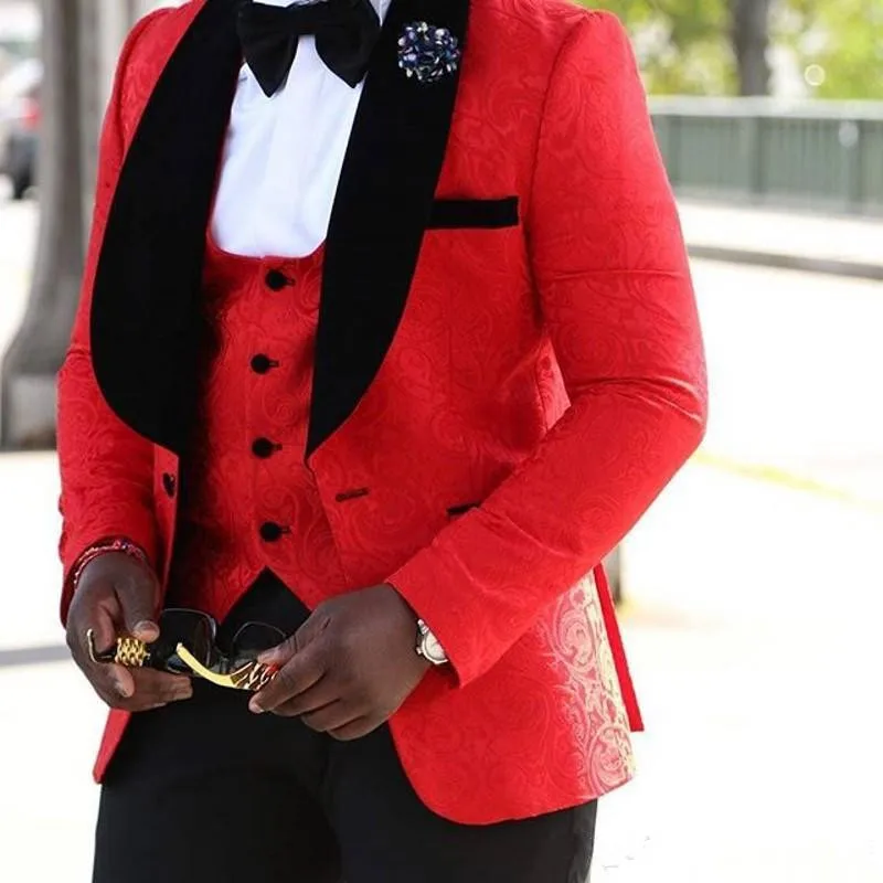Custom Made Cheap Red Wedding Groom Tuxedos Three Piece Black Peaked Lapel Slim Fit Groomsmen Suits (Jacket+Pants+Vest)
Custom Made Cheap Red Wedding Groom Tuxedos Three Piece Black Peaked Lapel Slim Fit Groomsmen Suits (Jacket+Pants+Vest)