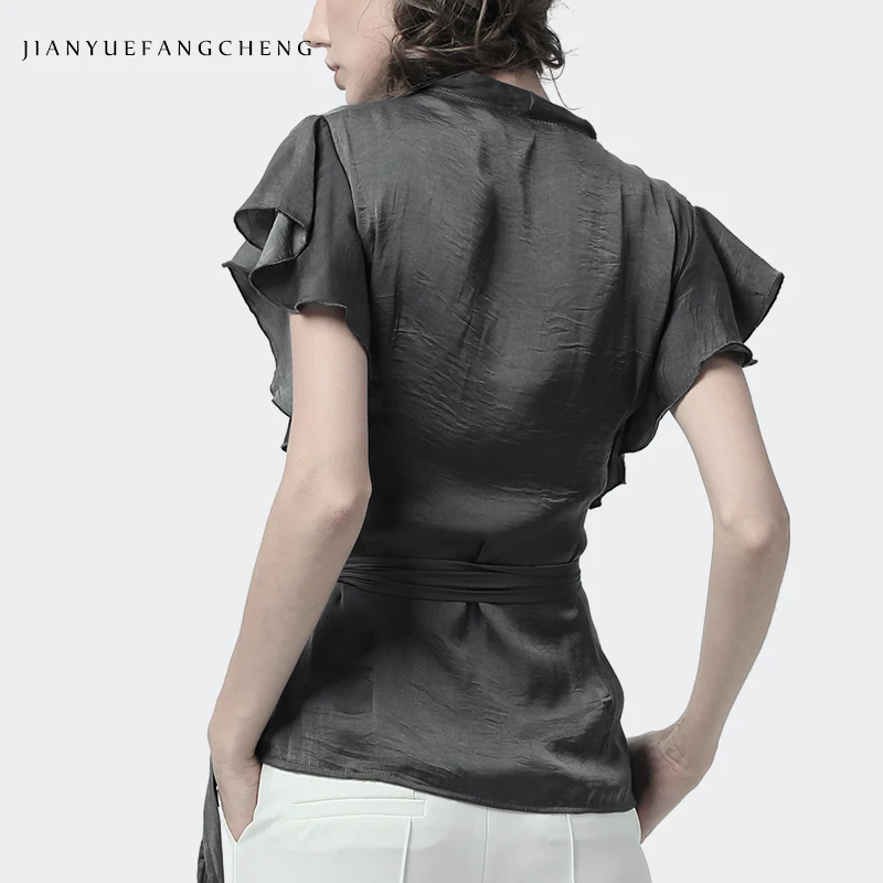 Cuff Sleeve Satin Women Summer Blouse Elegant Slim Crossed V-Neck Top Soft Solid Color Female Office Blouses Casual Top 4XL
Cuff Sleeve Satin Women Summer Blouse Elegant Slim Crossed V-Neck Top Soft Solid Color Female Office Blouses Casual Top 4XL