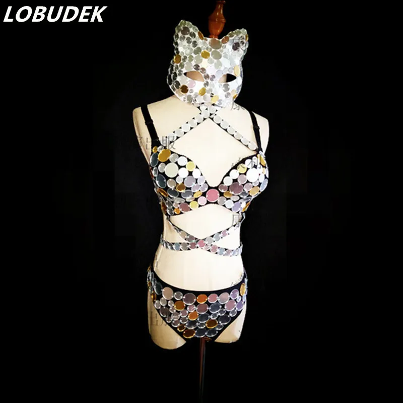 Sexy silvery mirror bikini set bodysuit Female Dancer Nightclub Costume Bar DJ Singer Show Jazz Rock Performance Stage Outfit
Sexy silvery mirror bikini set bodysuit Female Dancer Nightclub Costume Bar DJ Singer Show Jazz Rock Performance Stage Outfit